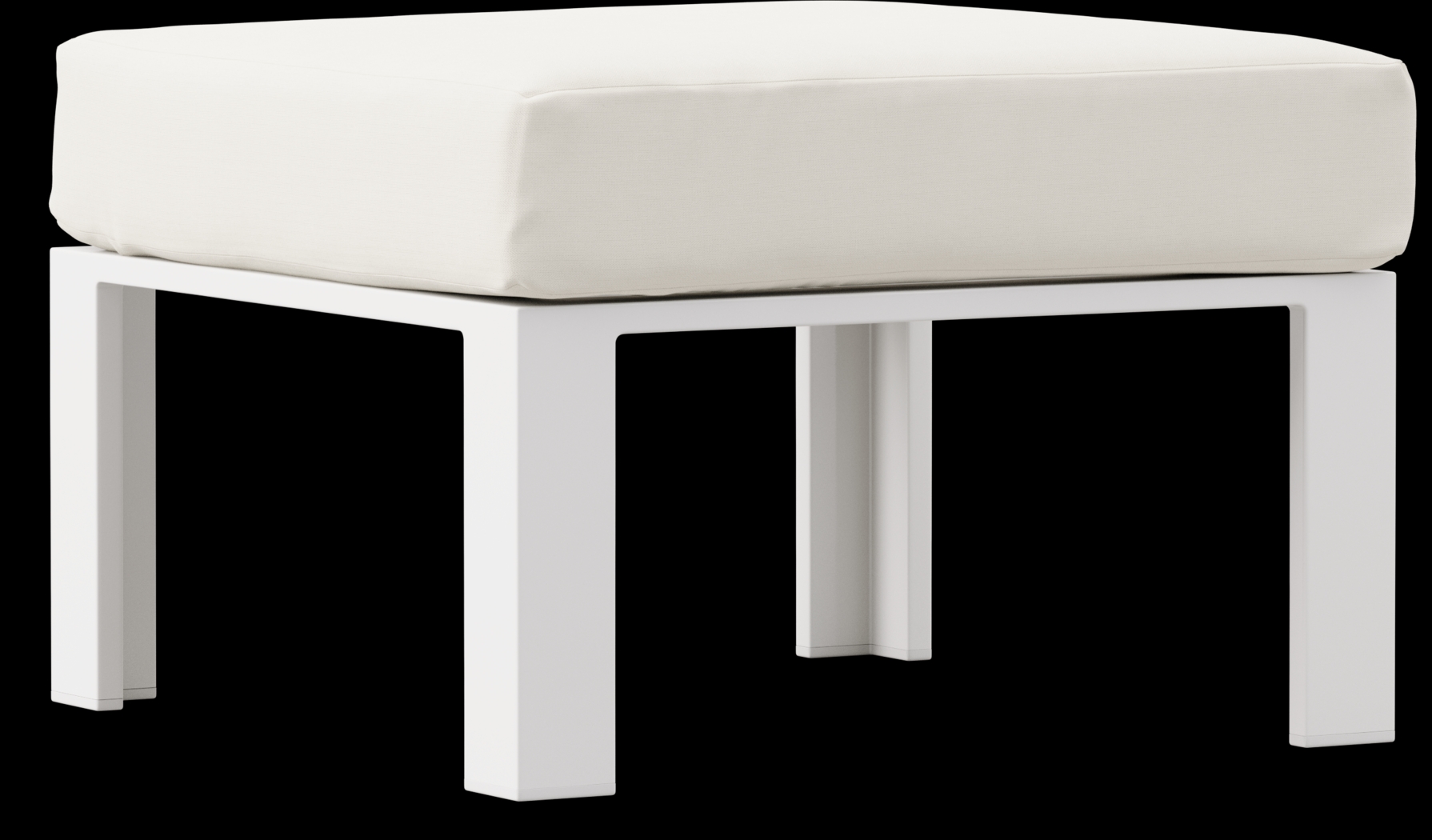 Solana White Outdoor Ottoman with Natural Cushion - Thumbnail - Image 1