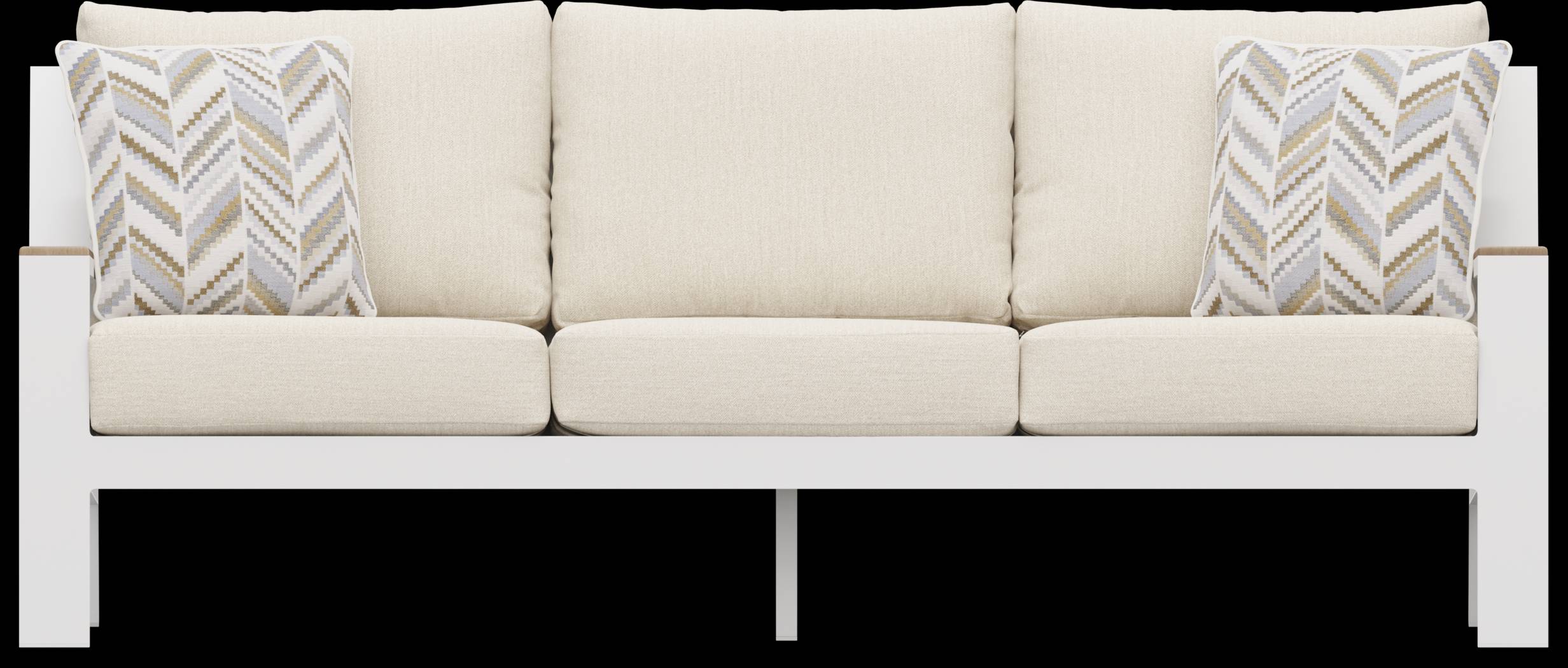 Solana White 4 Pc Outdoor Sofa Seating Set With Bisque Cushions - Thumbnail - Image 2