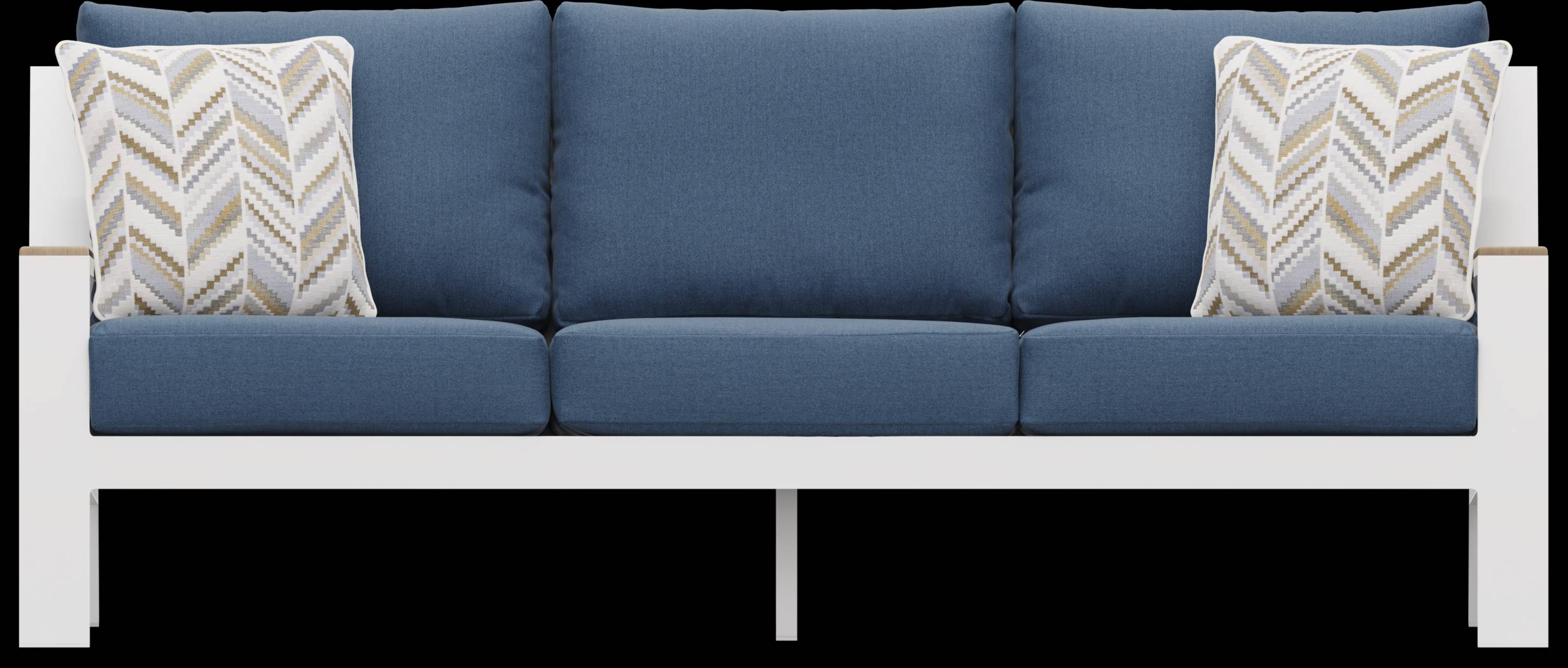 Solana White Outdoor Sofa with Blueberry Cushions - Thumbnail - Image 1