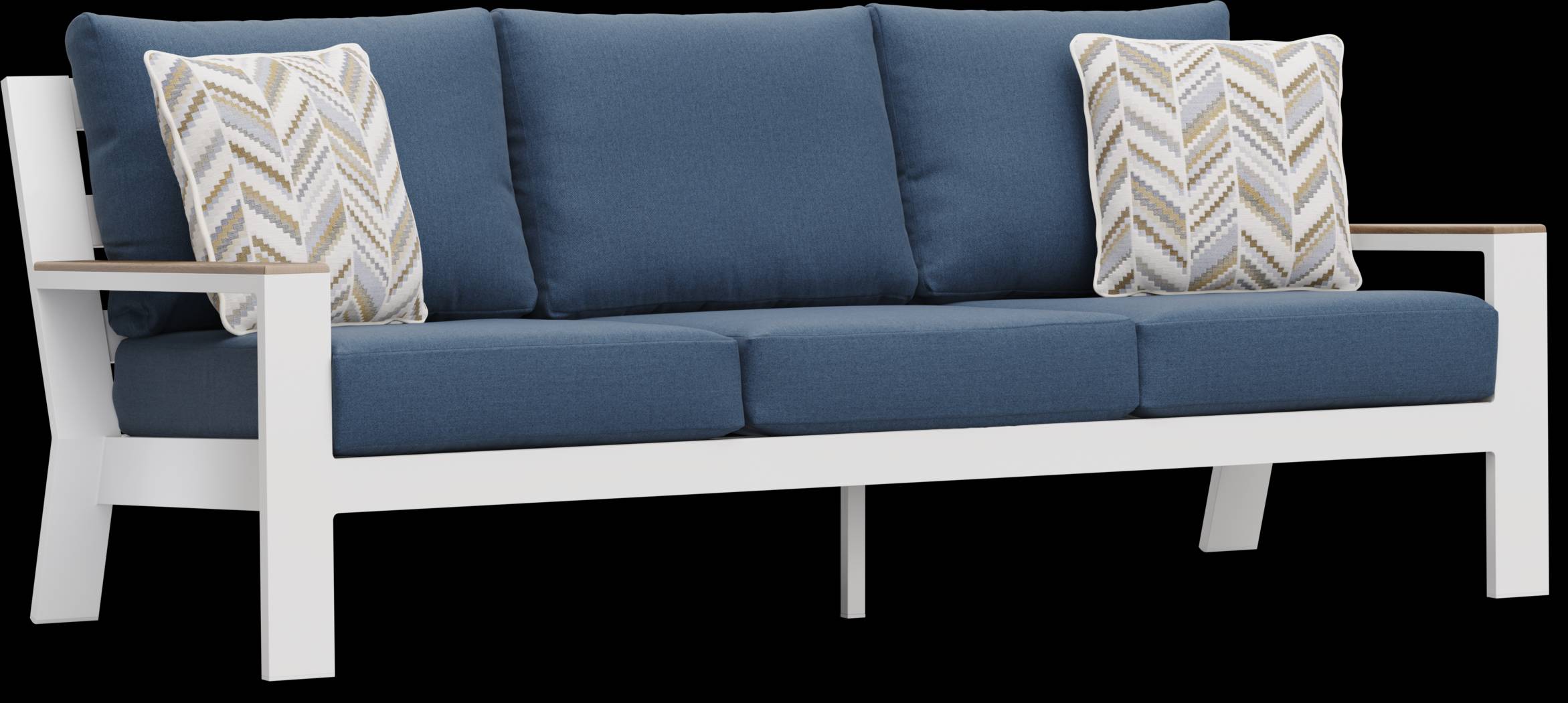 Solana White Outdoor Sofa with Blueberry Cushions - Thumbnail - Image 3