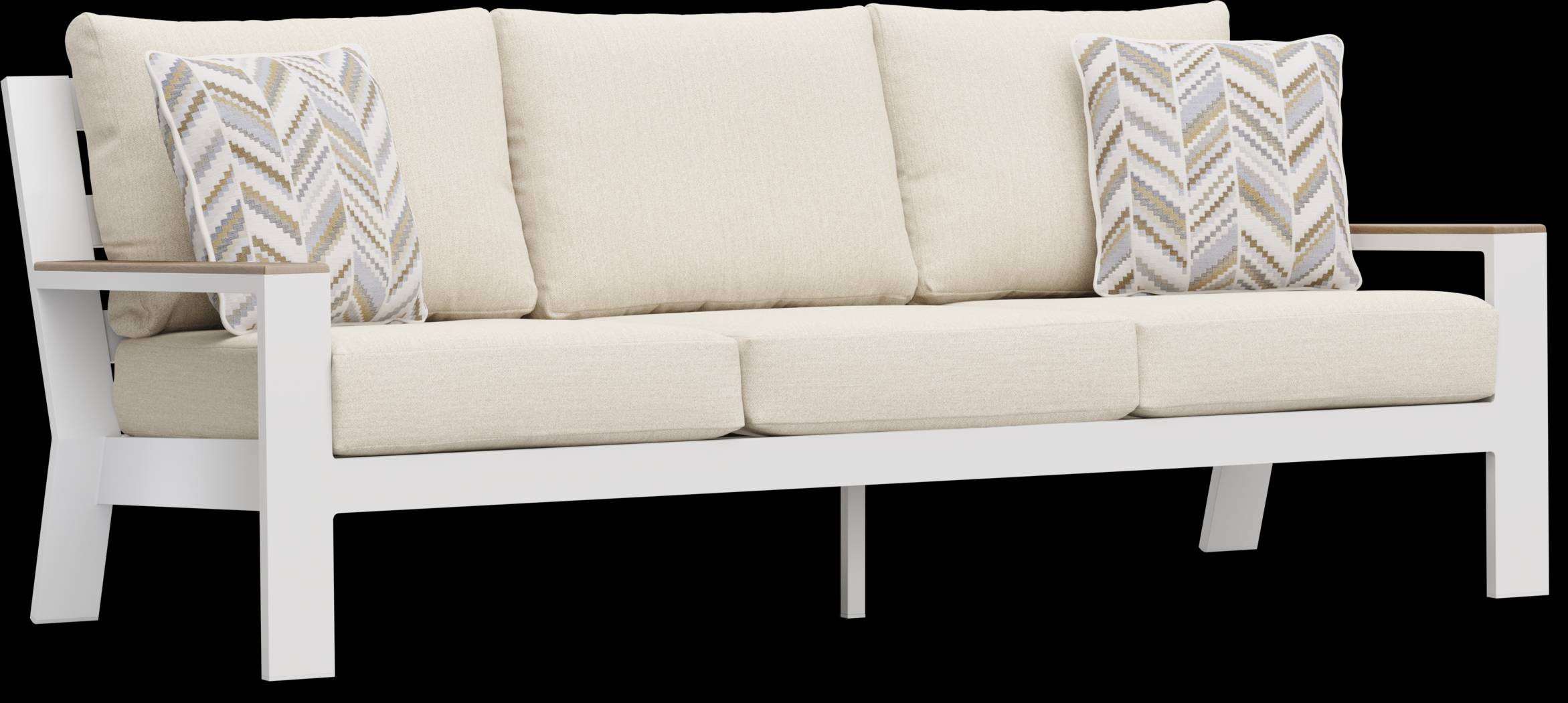 Solana White 4 Pc Outdoor Sofa Seating Set With Buff Cushions - Thumbnail - Image 3