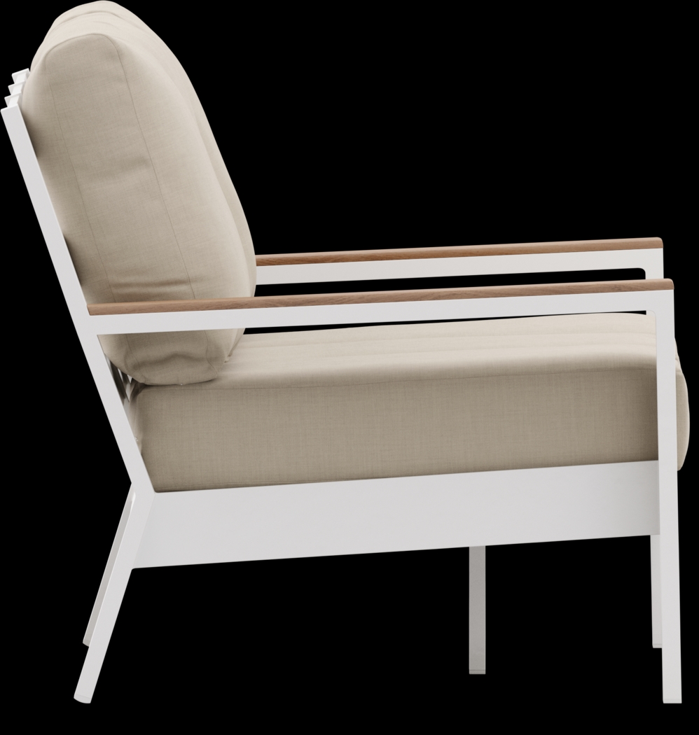 Solana White 4 Pc Outdoor Sofa Seating Set With Buff Cushions - Thumbnail - Image 4