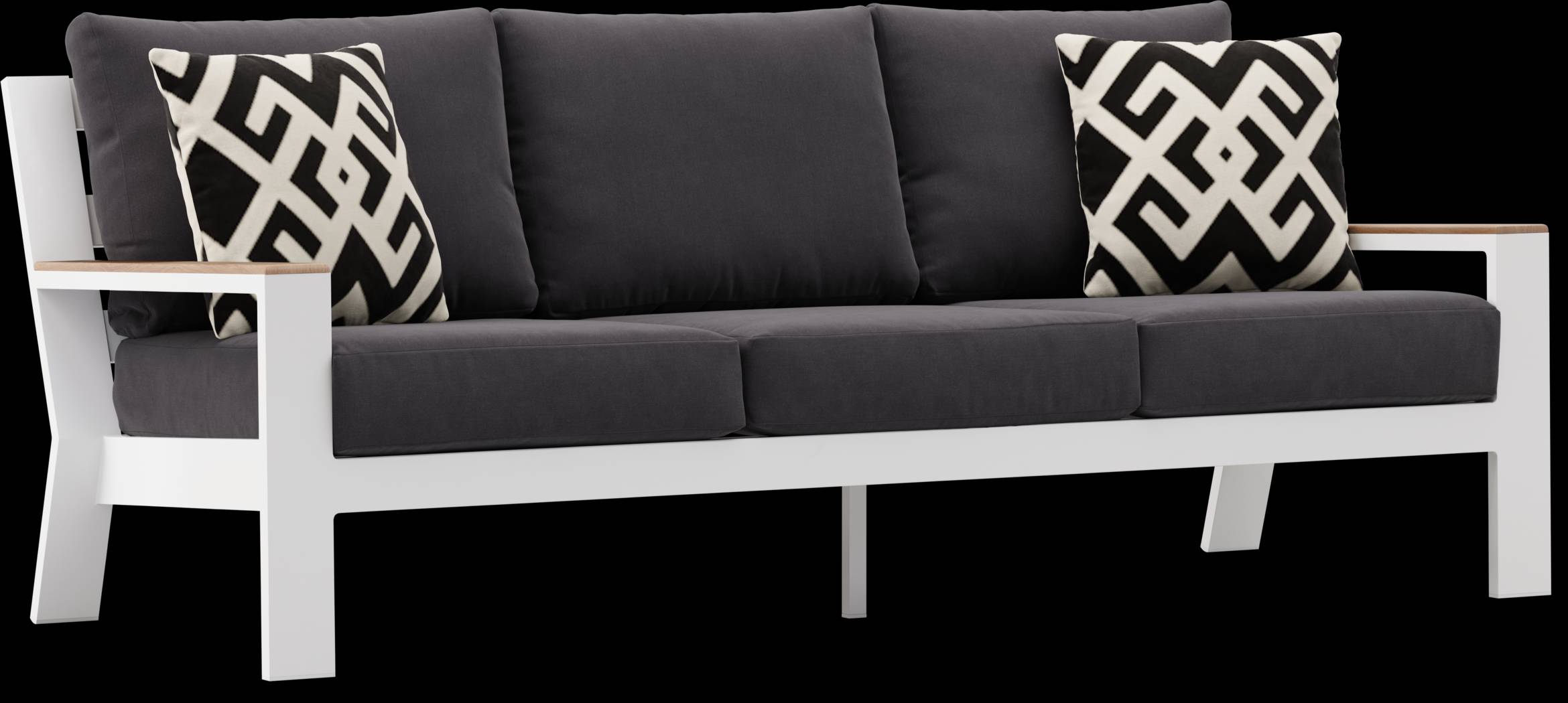 Solana White 4 Pc Outdoor Sofa Seating Set With Charcoal Cushions - Thumbnail - Image 3