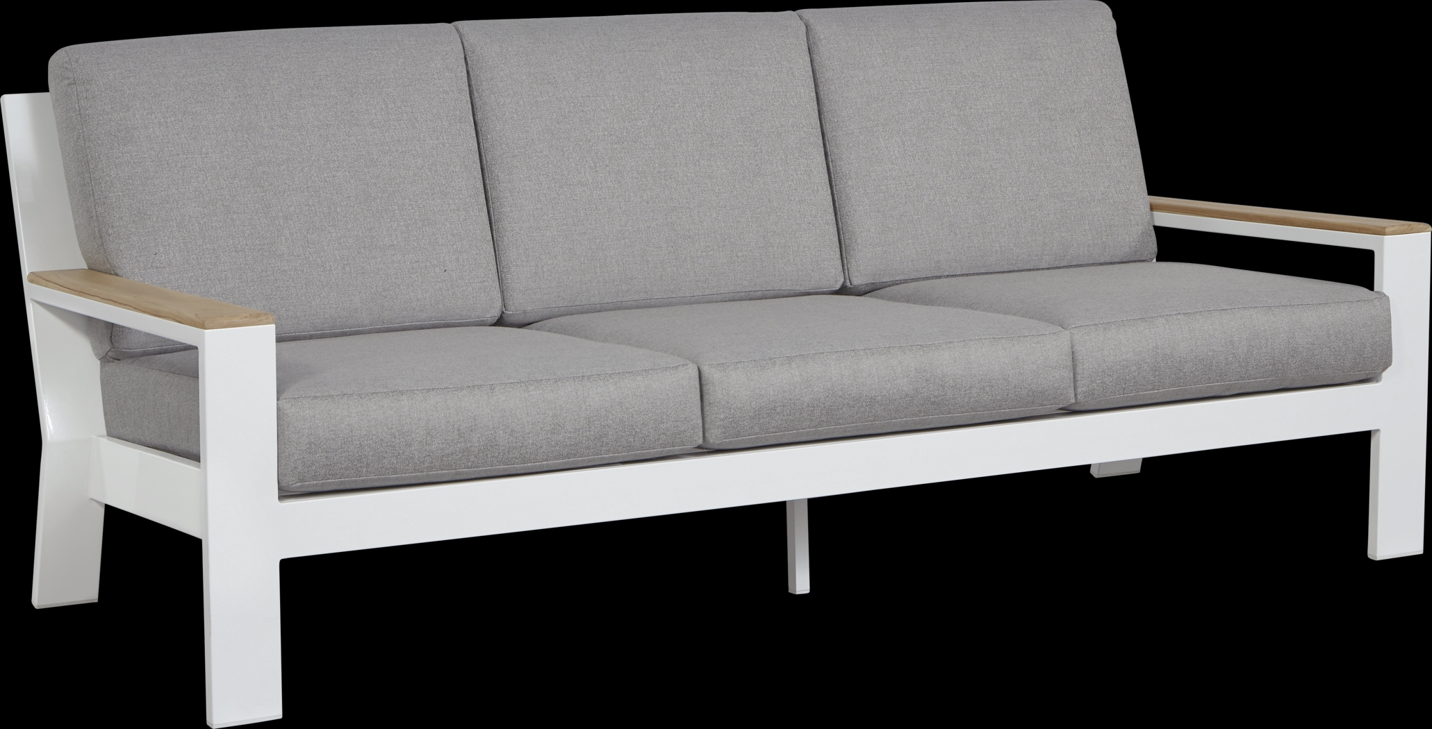 Solana White Outdoor Sofa with Gray Cushions - Thumbnail - Image 4
