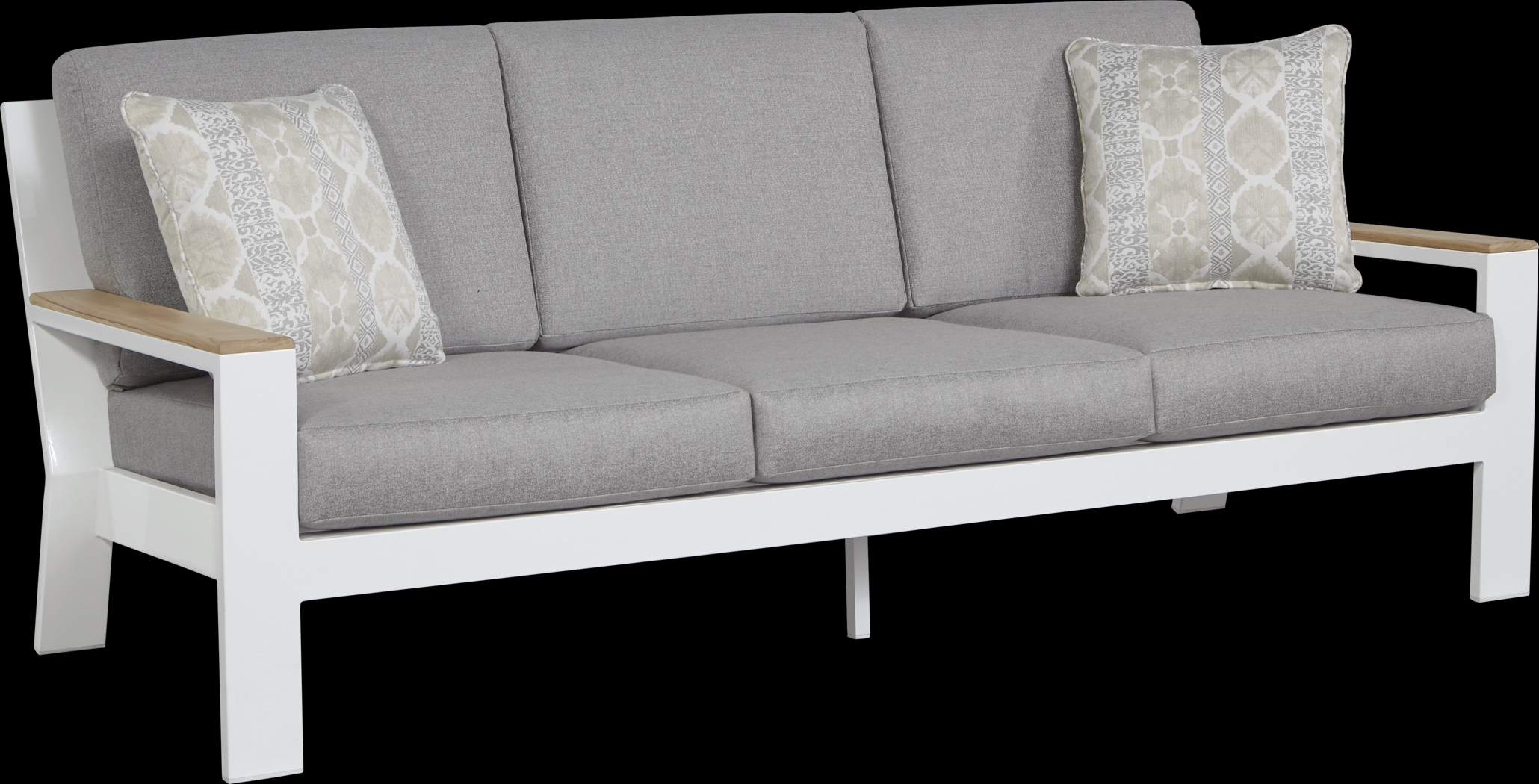 Solana White Outdoor Sofa with Gray Cushions - Thumbnail - Image 1