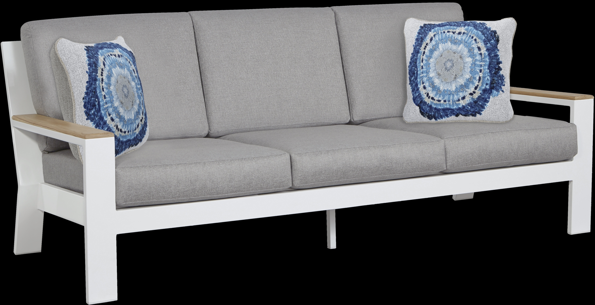 Solana White 4 Pc Outdoor Seating Set with Gray Cushions - Thumbnail - Image 3