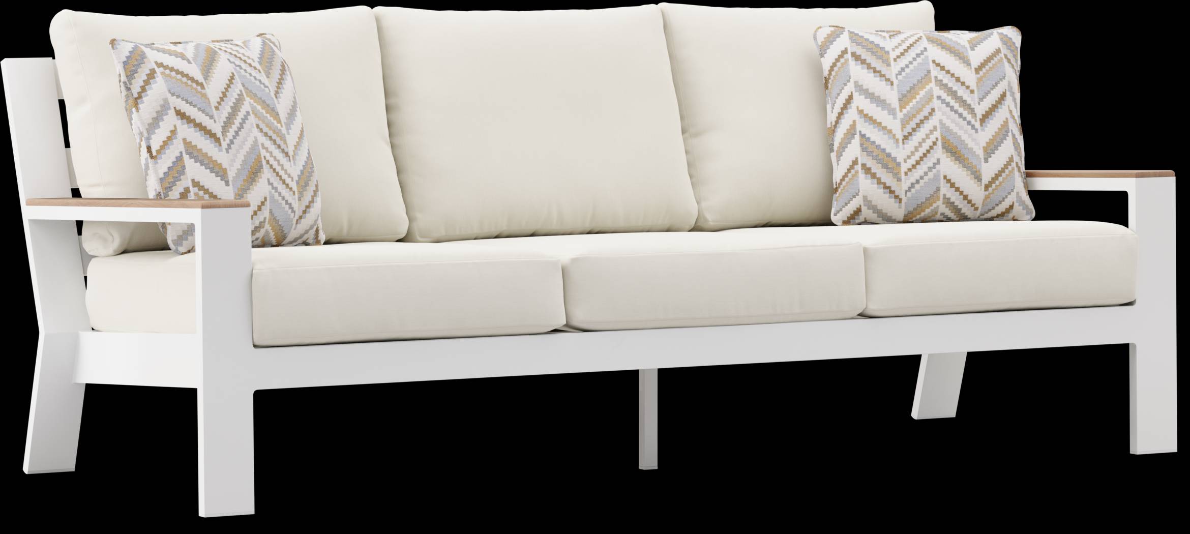 Solana White Outdoor Sofa with Natural Cushions - Thumbnail - Image 3