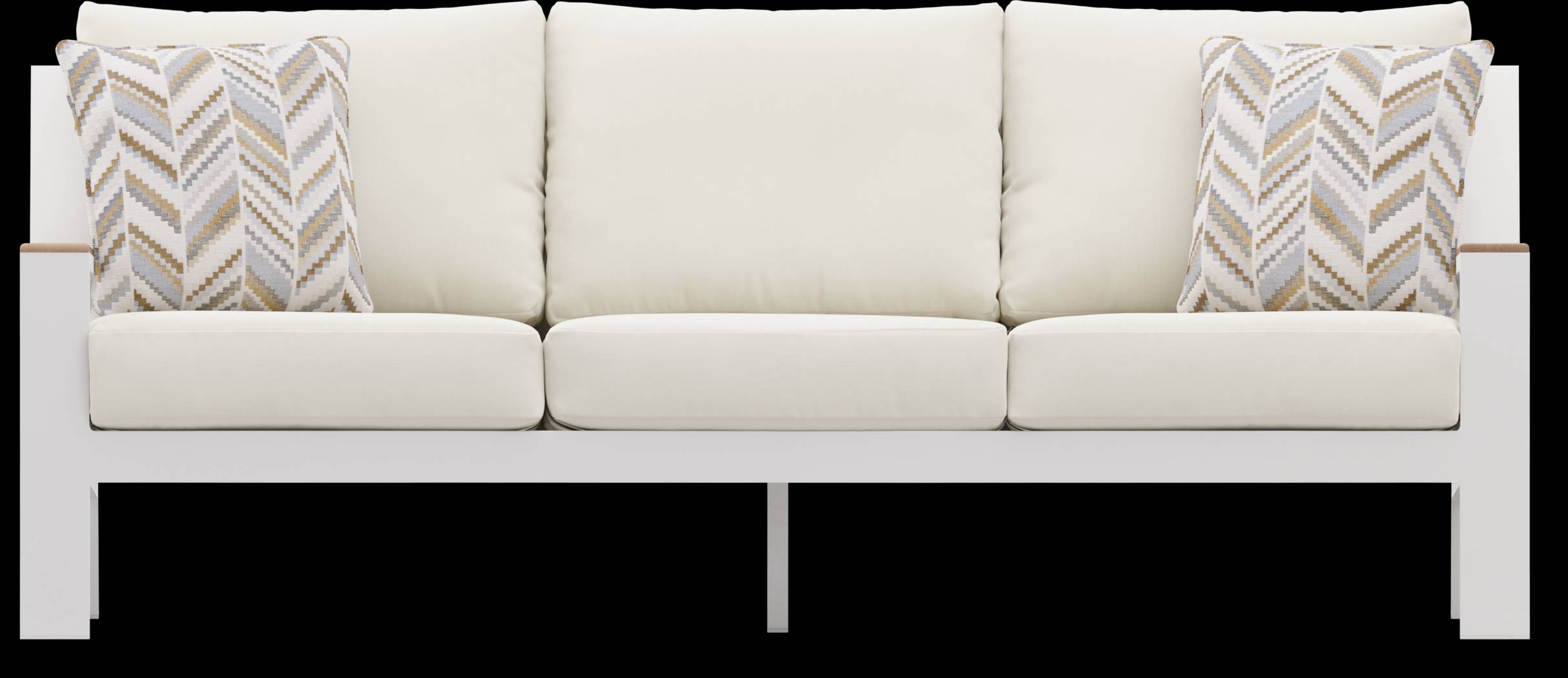 Solana White Outdoor Sofa with Natural Cushions - Thumbnail - Image 1