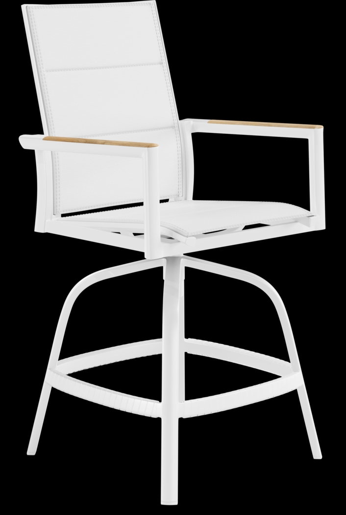 Solana White Outdoor Swivel Balcony Stool - Thumbnail - Image 1