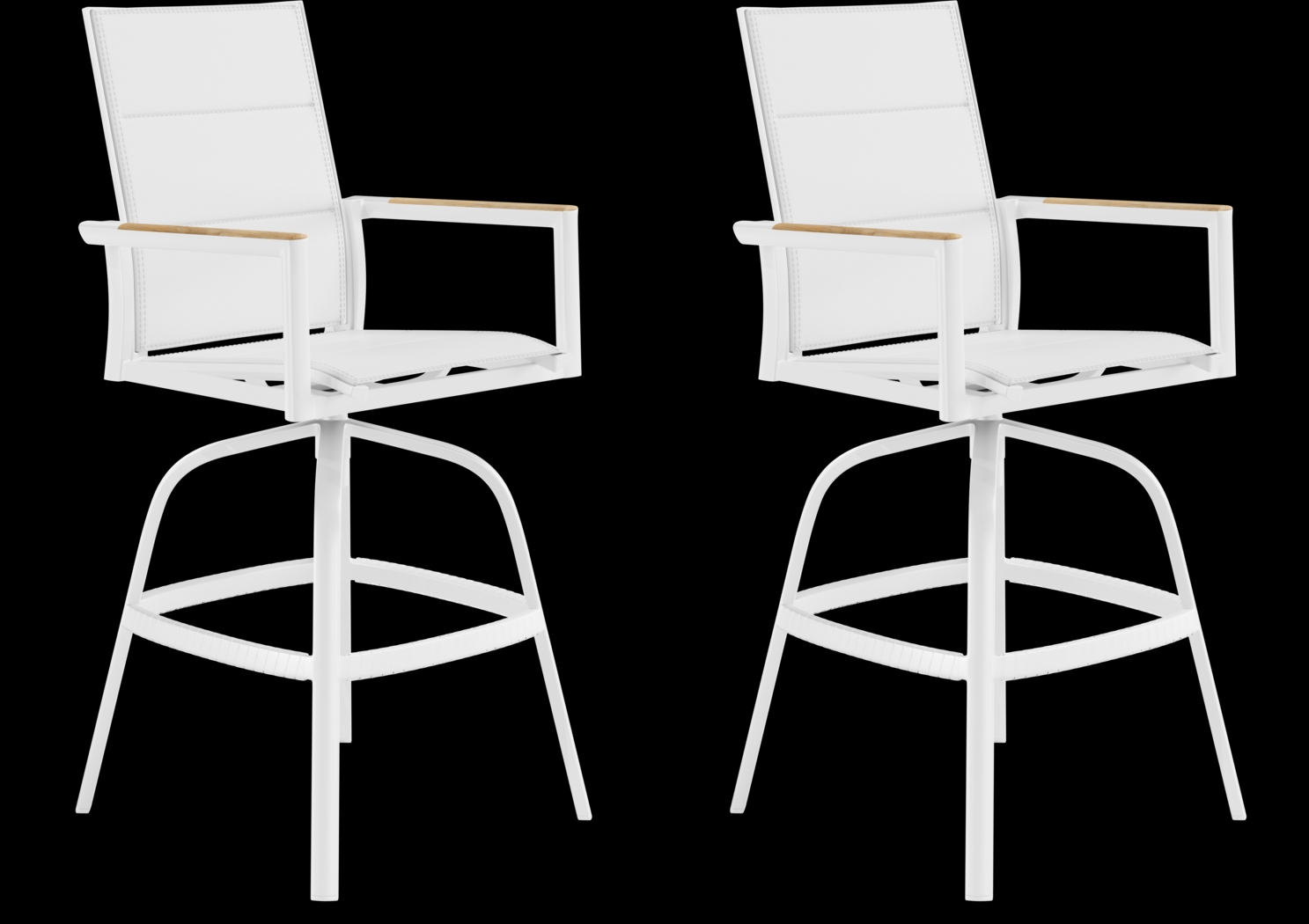 Solana White Outdoor Swivel Barstool, Set of Two - Thumbnail - Image 1