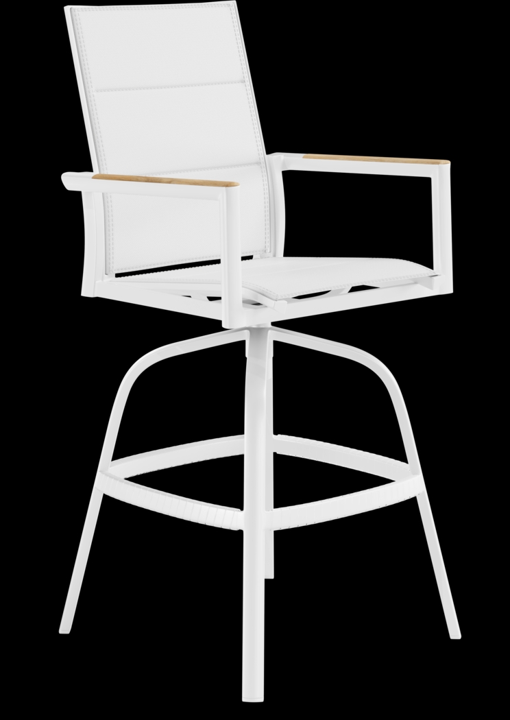 Solana White 5 Pc Outdoor Bar Height Dining Set with Swivel Barstools - Thumbnail - Image 4