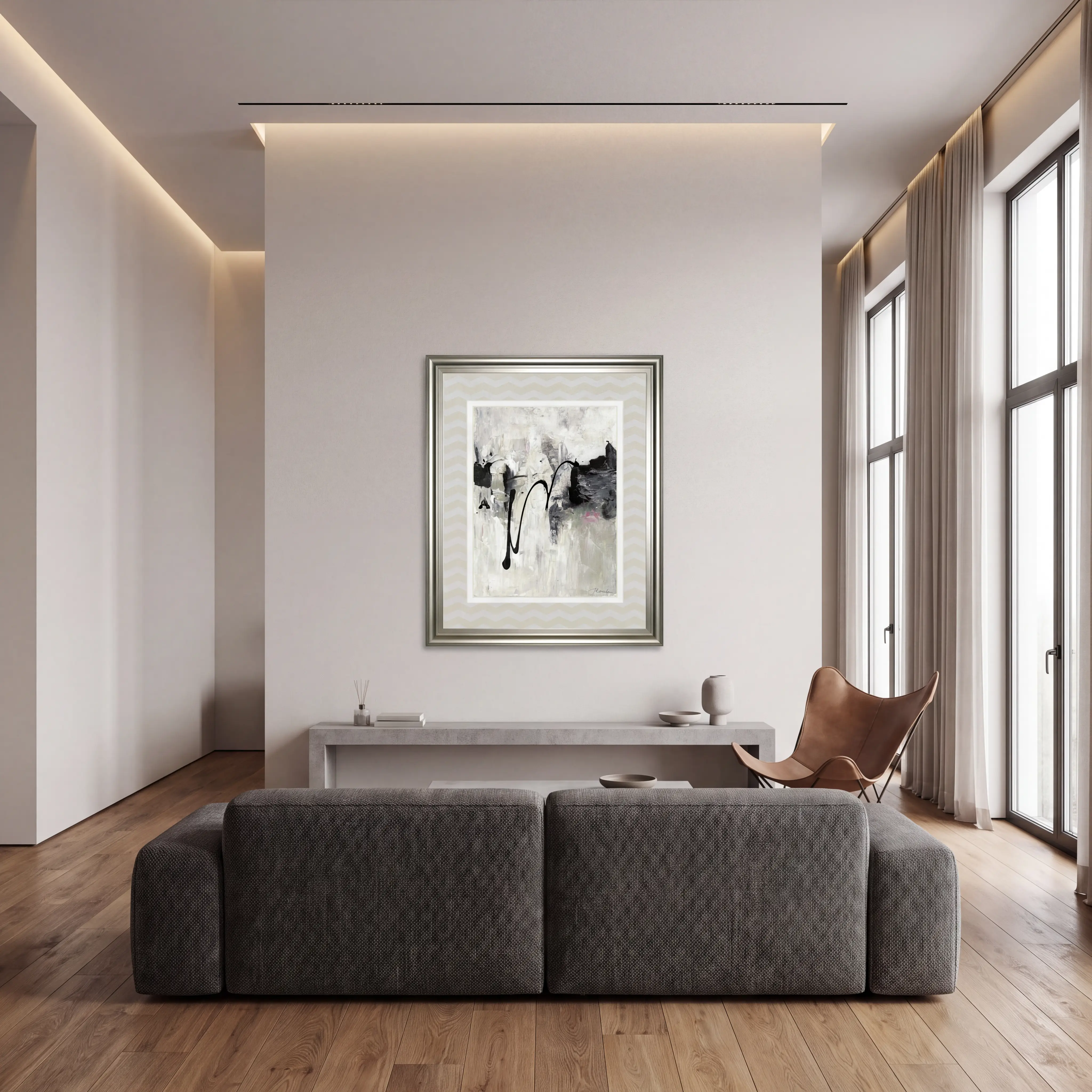 Soligny Gray Framed Wall Art - Thumbnail - Image 2