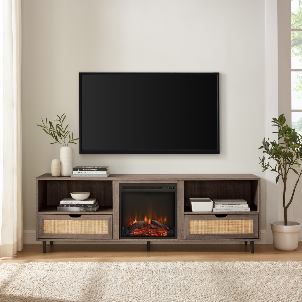 Sollway Driftwood 70 in. Console, With Electric Fireplace - Thumbnail - Image 2