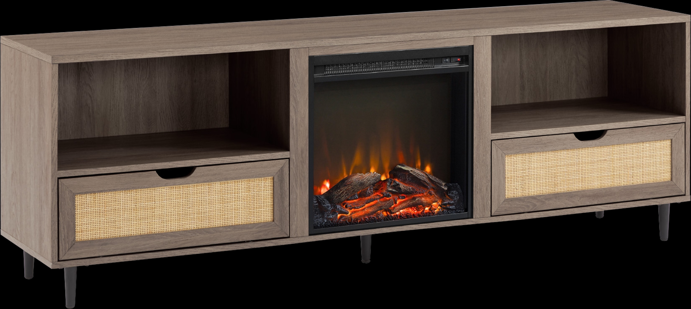 Sollway Driftwood 70 in. Console, With Electric Fireplace - Thumbnail - Image 1