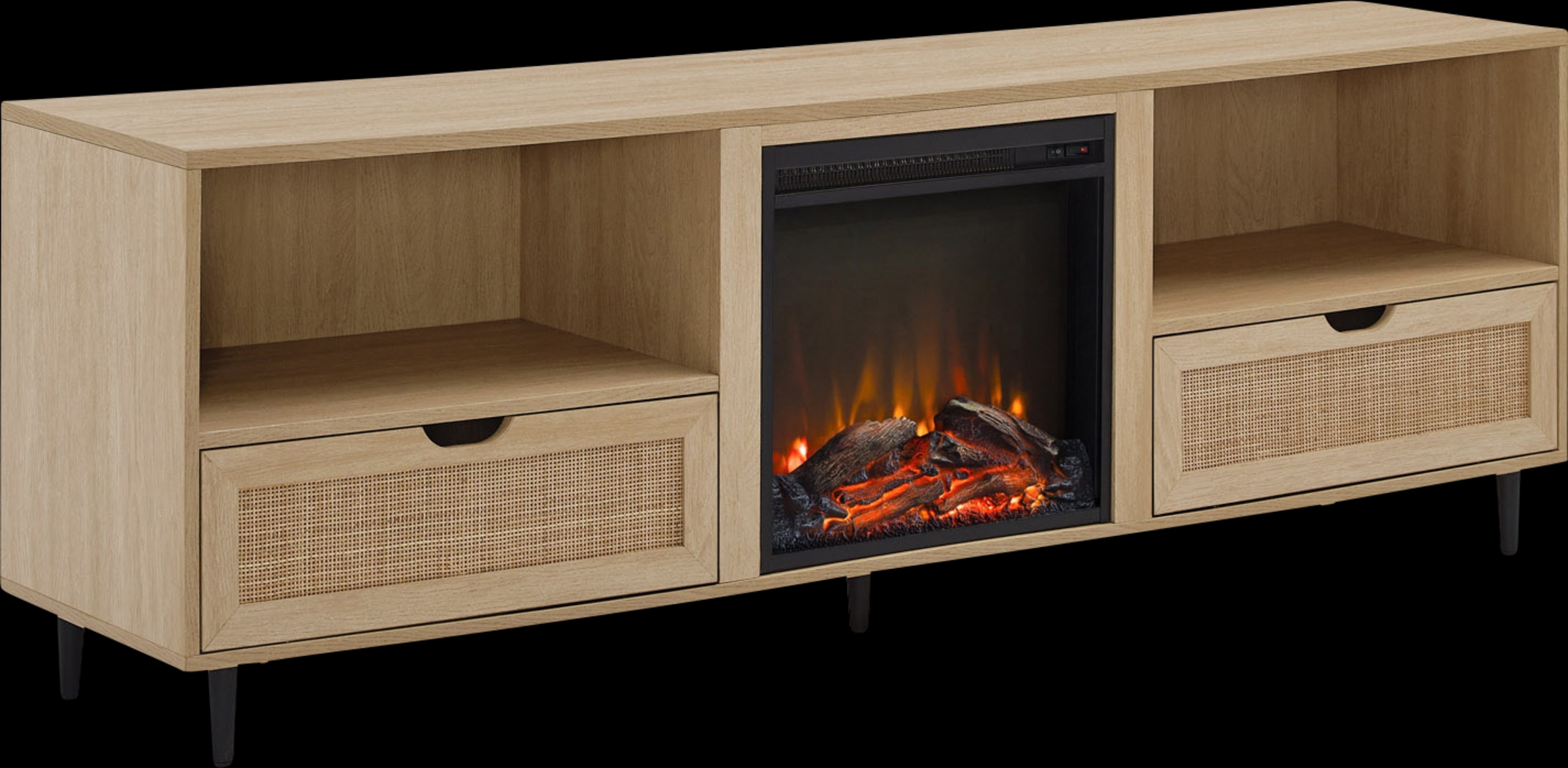 Sollway Oak 70 in. Console, With Electric Fireplace - Thumbnail - Image 1