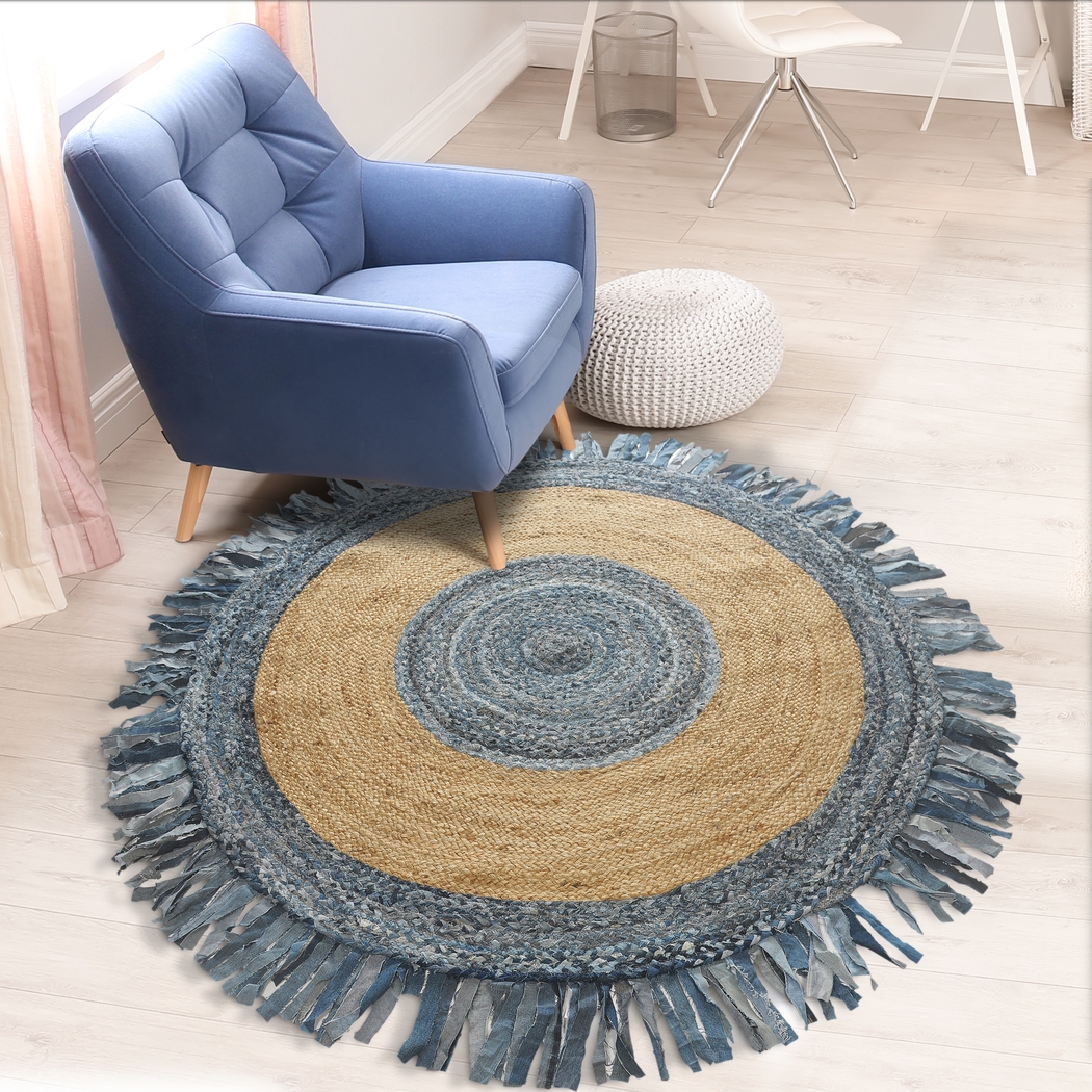 Sonaha Blue 3'6 Round Rug - Thumbnail - Image 2