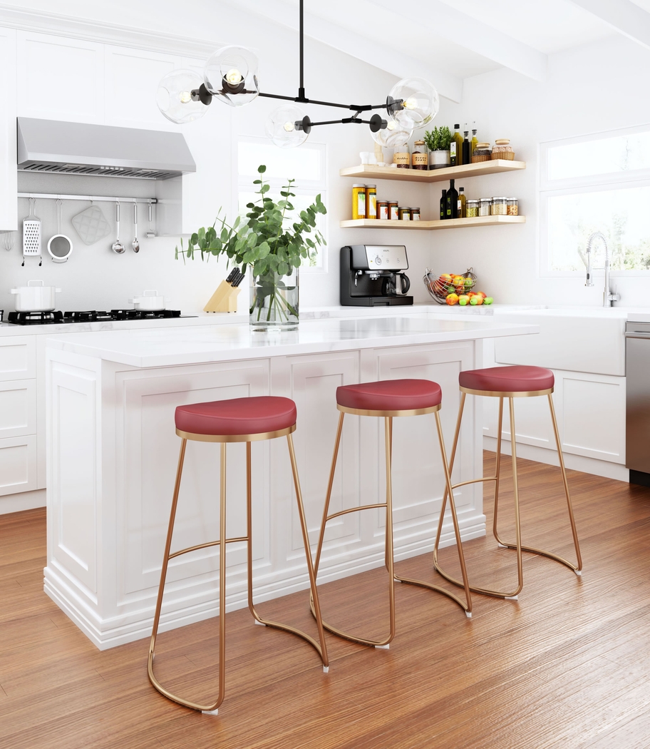 Sonali Burgundy Barstool, Set of 2 - Thumbnail - Image 6