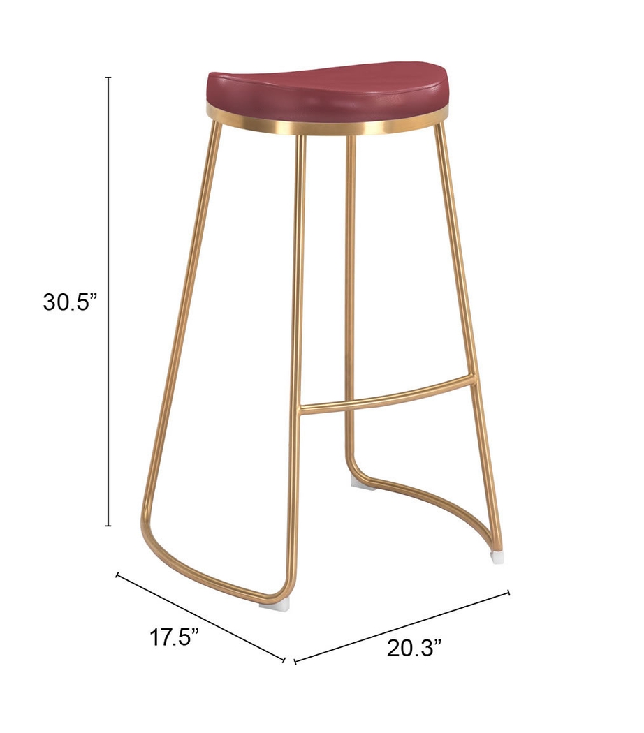 Sonali Burgundy Barstool, Set of 2 - Thumbnail - Image 7