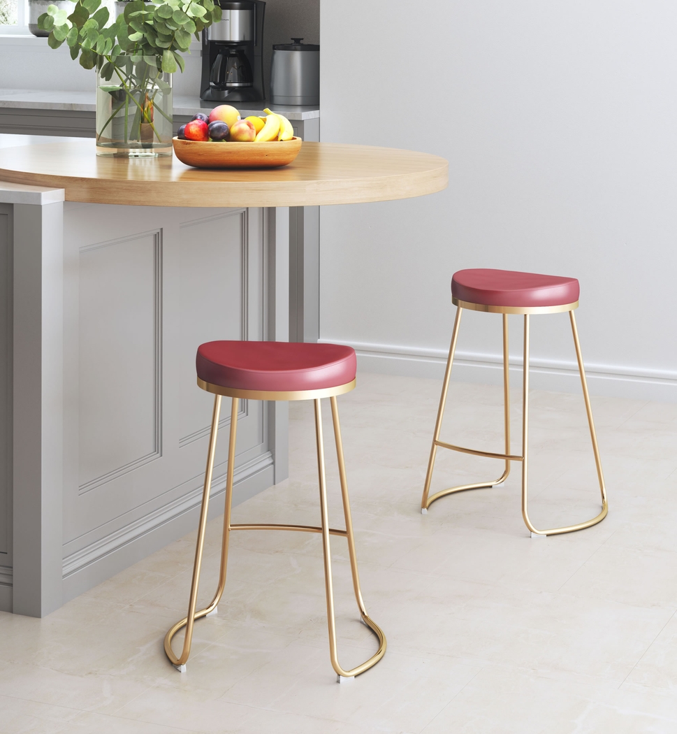 Sonali Burgundy Counter Height Stool, Set of 2 - Thumbnail - Image 6