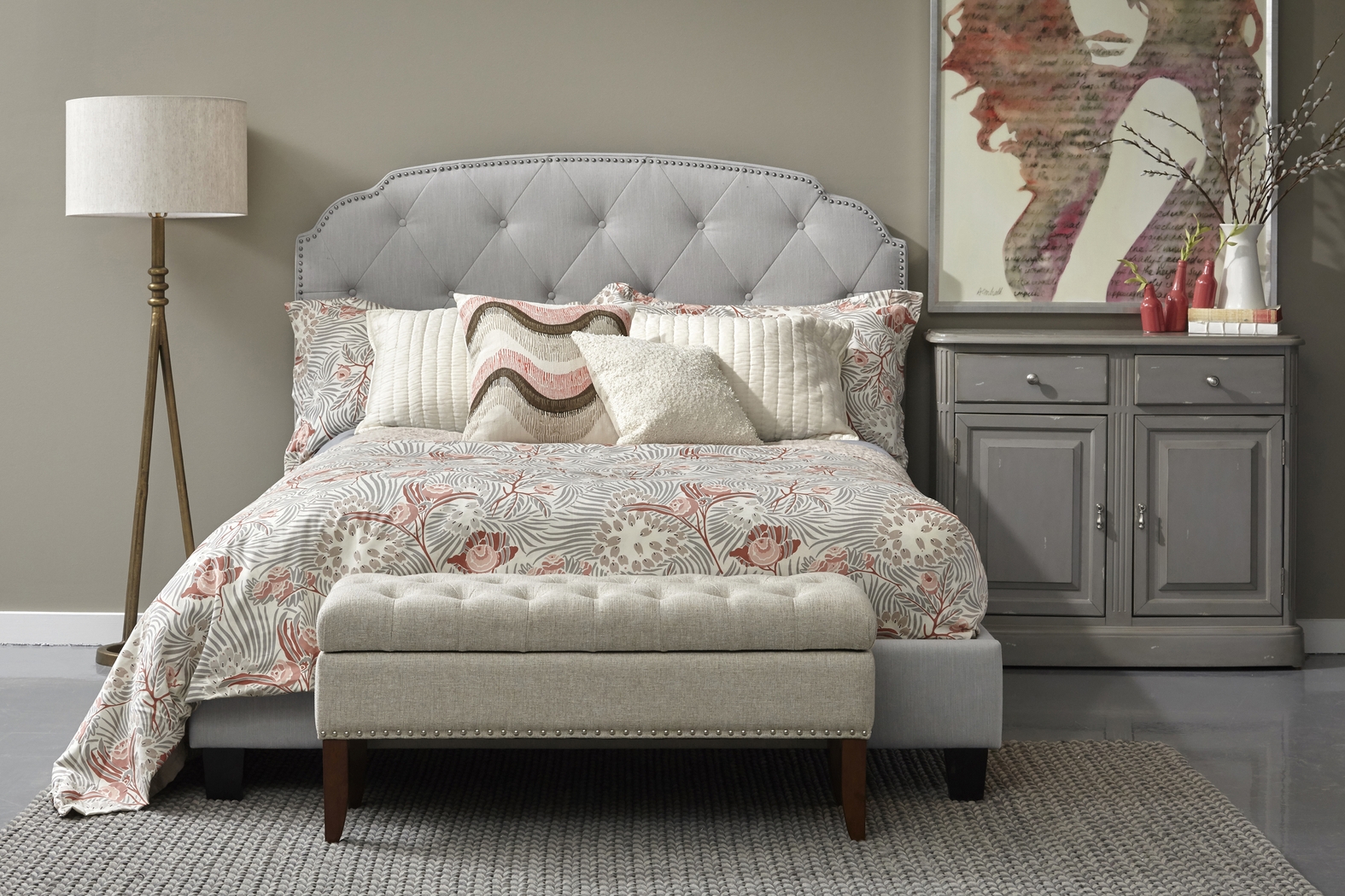 Sonya Gray Queen Upholstered Bed - Thumbnail - Image 7