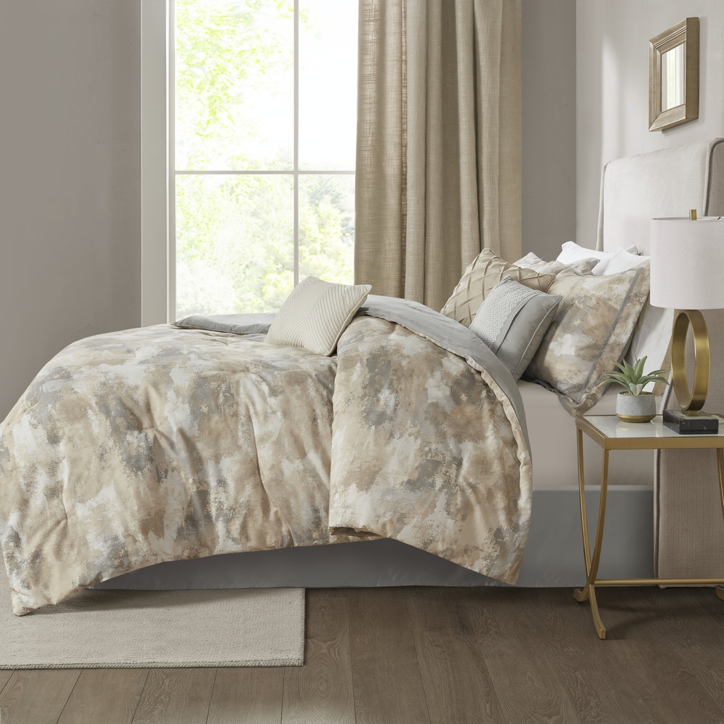 Sophora Gray 7 Pc Queen Comforter Set - Thumbnail - Image 2