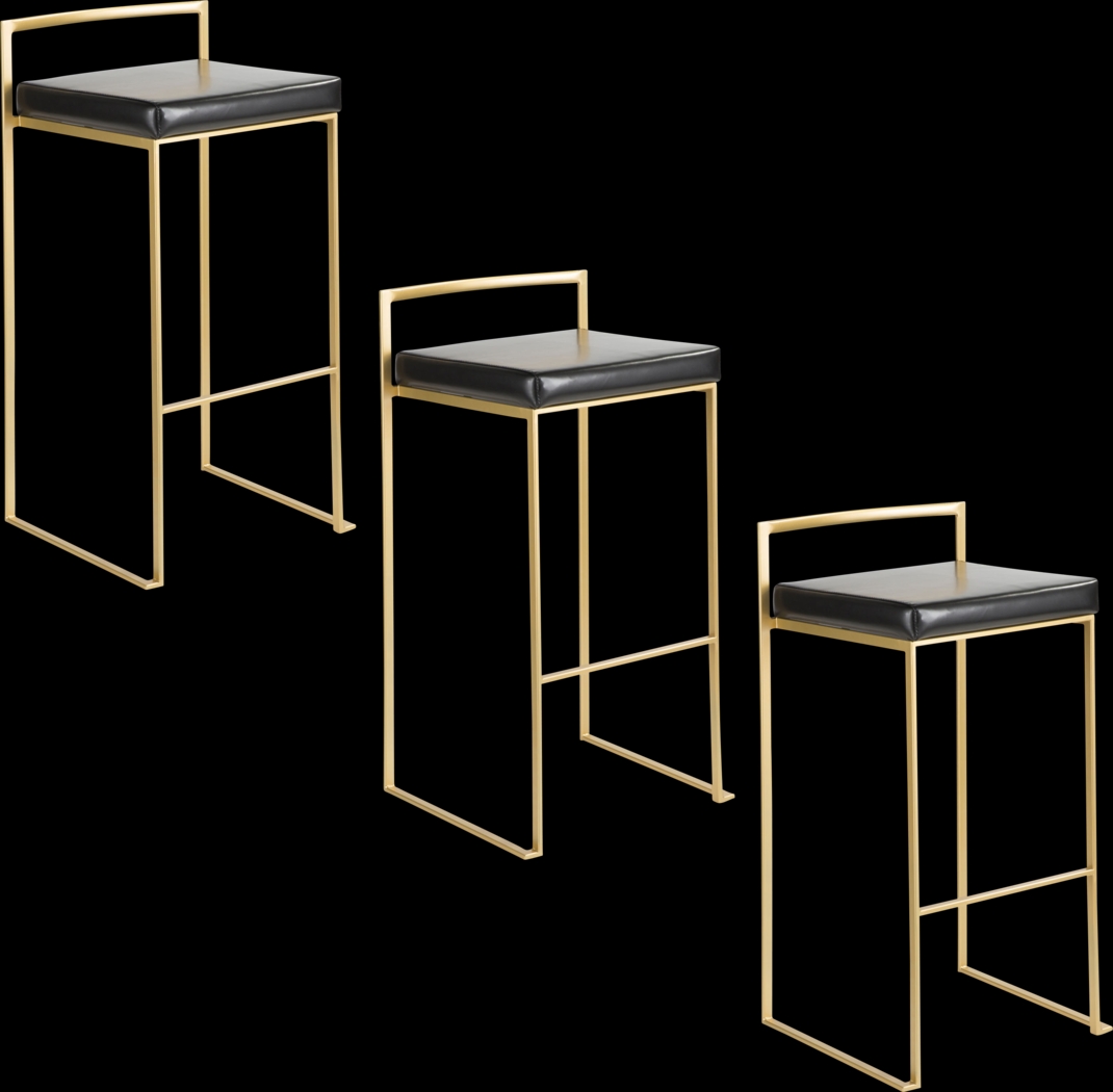 Sora Black Barstool, Set of 3 - Thumbnail - Image 1