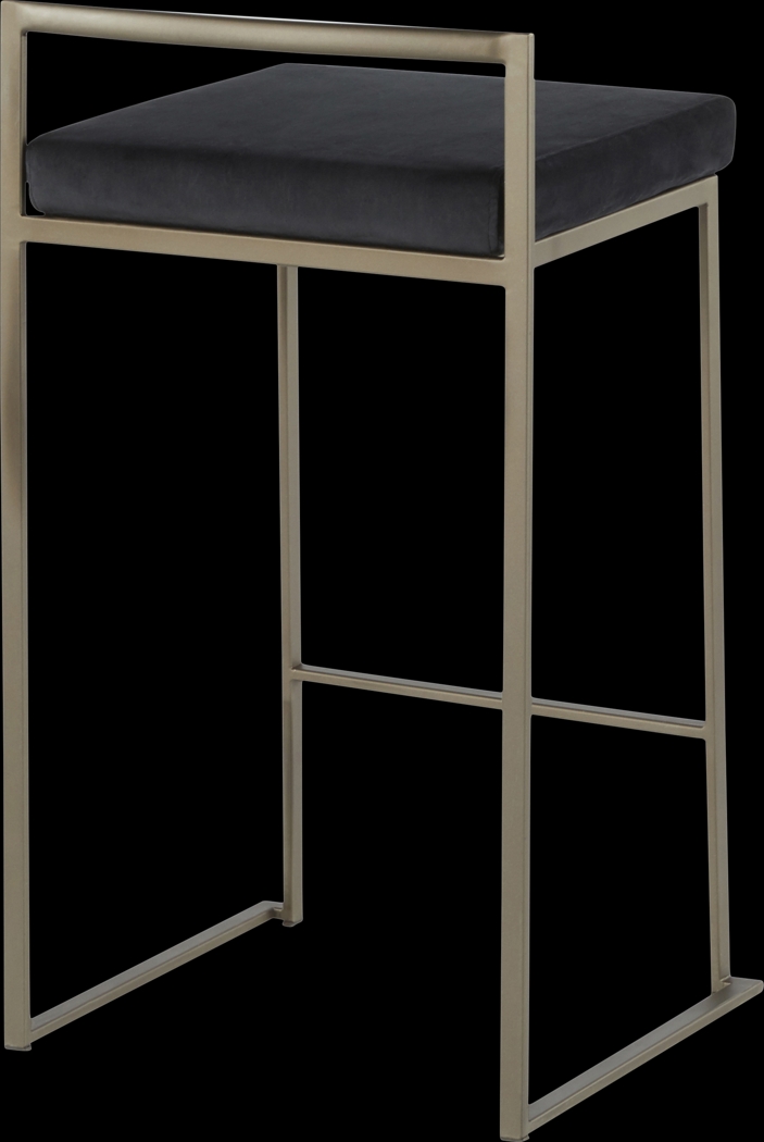 Sora Black Plush Antique Metal Counter Height Stool, Set of 2 - Thumbnail - Image 2