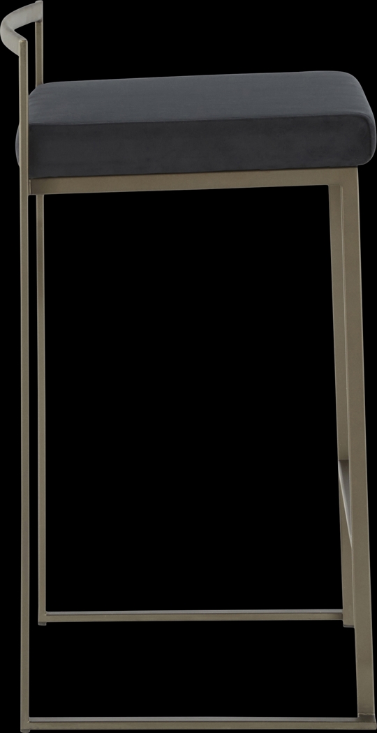 Sora Black Plush Antique Metal Counter Height Stool, Set of 2 - Thumbnail - Image 4