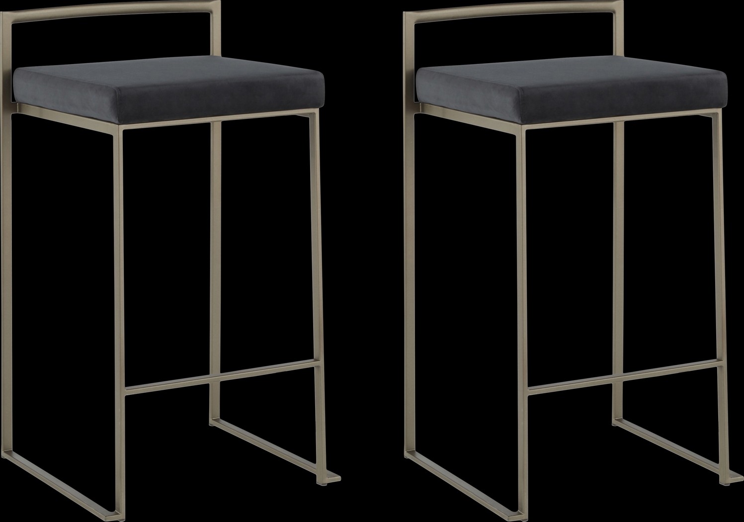 Sora Black Plush Antique Metal Counter Height Stool, Set of 2 - Thumbnail - Image 1