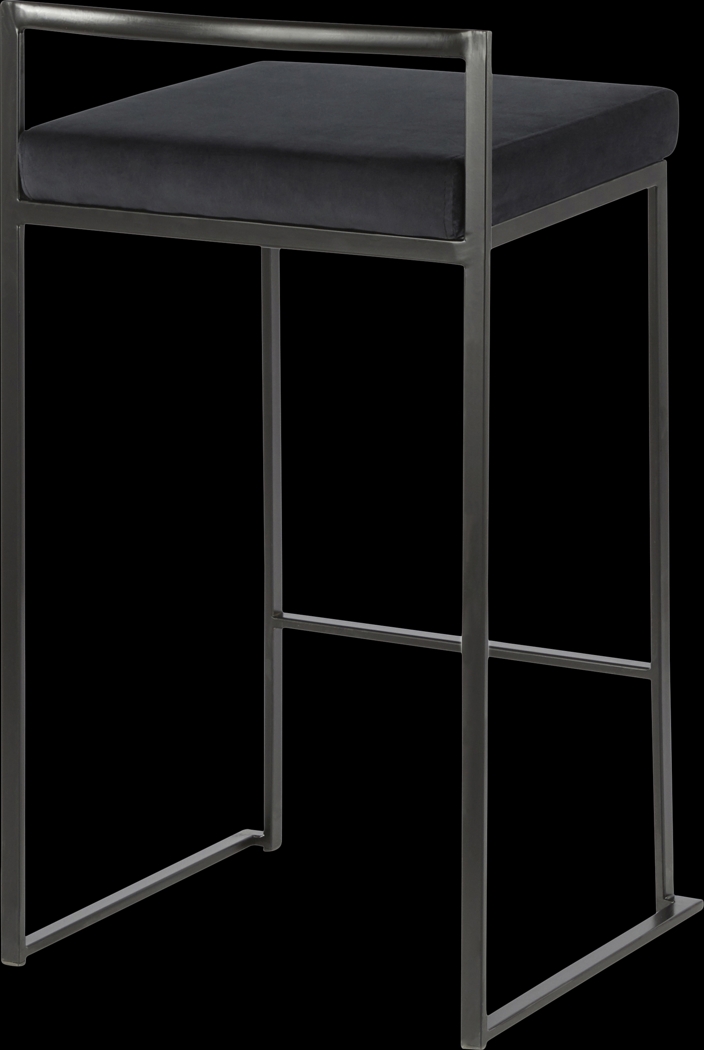 Sora Black Plush Black Metal Counter Height Stool, Set of 2 - Thumbnail - Image 2