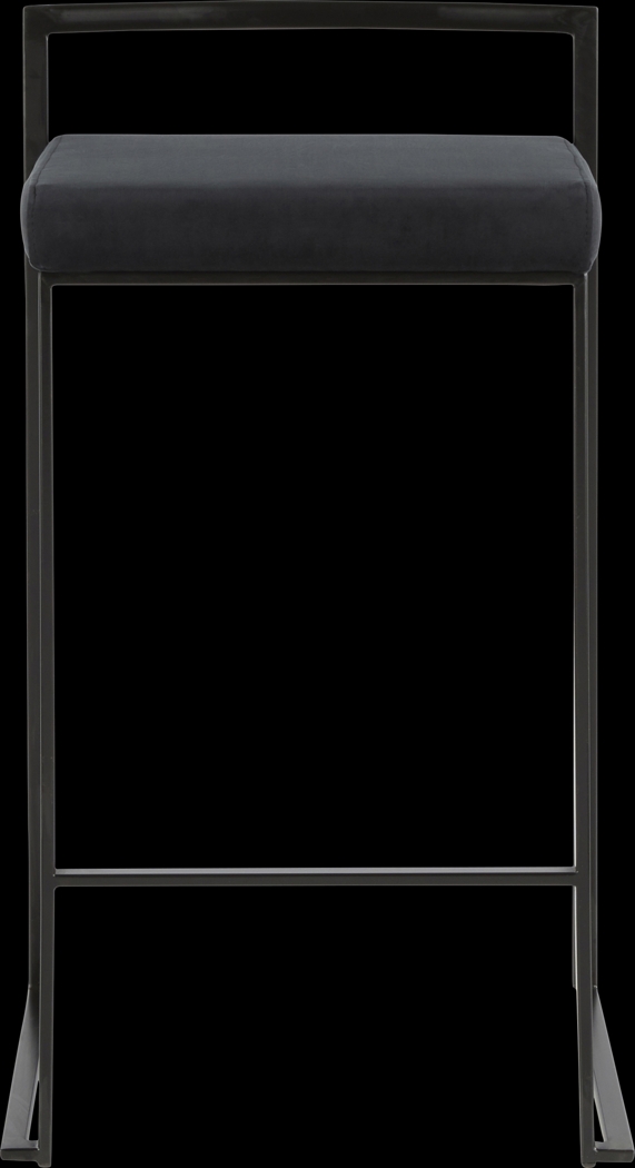 Sora Black Plush Black Metal Counter Height Stool, Set of 2 - Thumbnail - Image 3