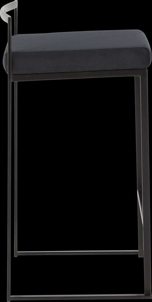 Sora Black Plush Black Metal Counter Height Stool, Set of 2 - Thumbnail - Image 4