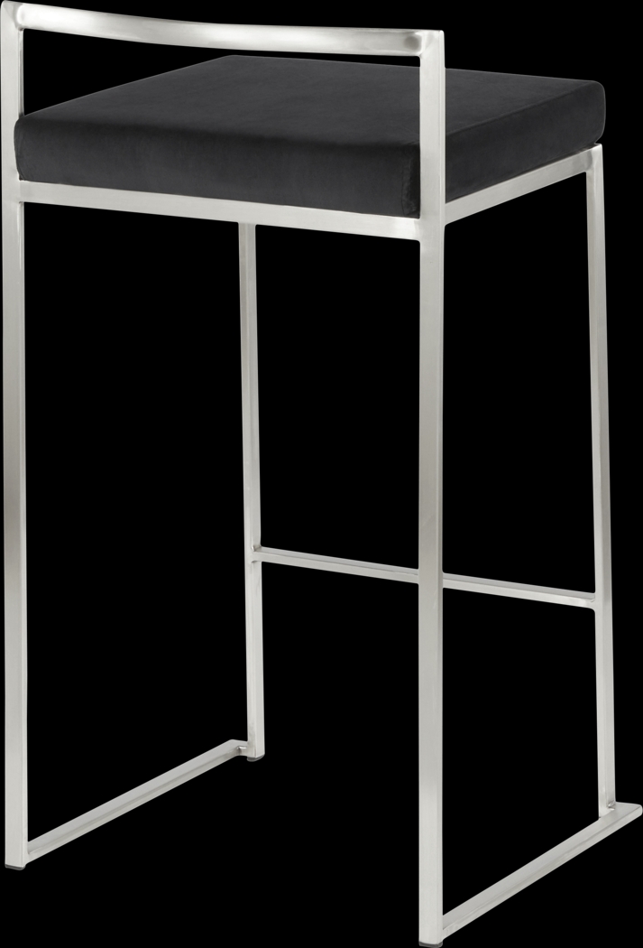 Sora Black Plush Brushed Metal Counter Height Stool, Set of 2 - Thumbnail - Image 2