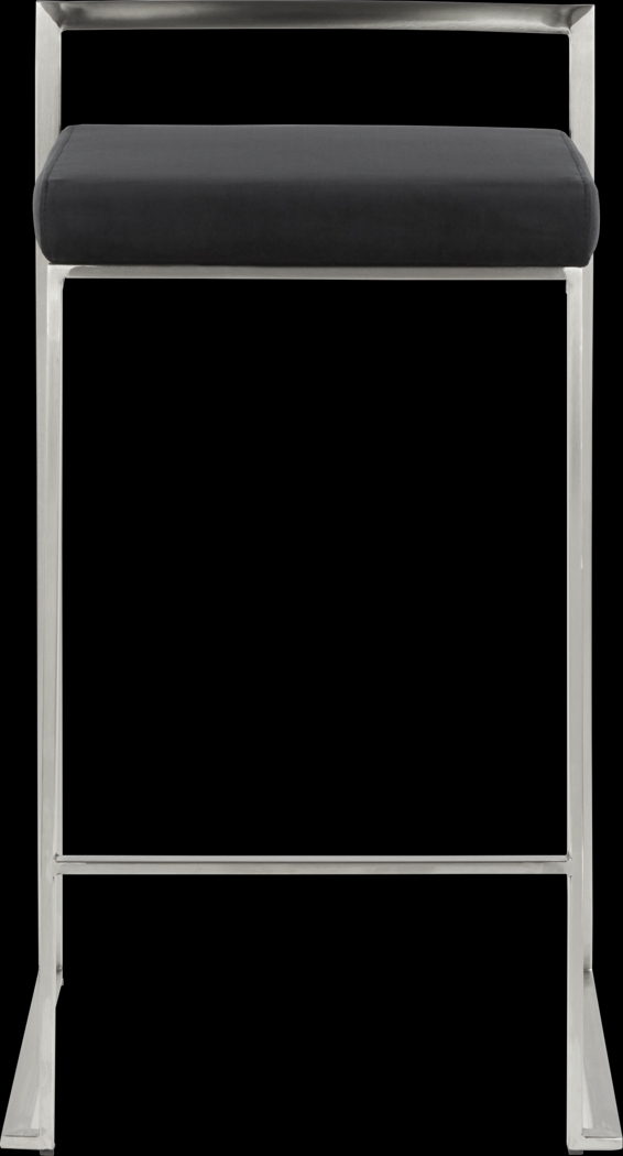 Sora Black Plush Brushed Metal Counter Height Stool, Set of 2 - Thumbnail - Image 3