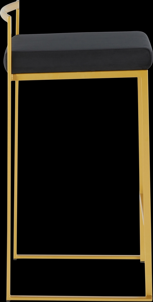 Sora Black Plush Gold Metal Counter Height Stool, Set of 2 - Thumbnail - Image 4