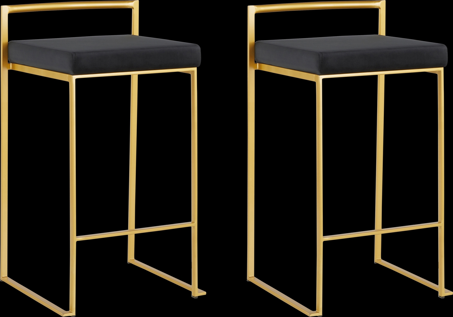 Sora Black Plush Gold Metal Counter Height Stool, Set of 2 - Thumbnail - Image 1