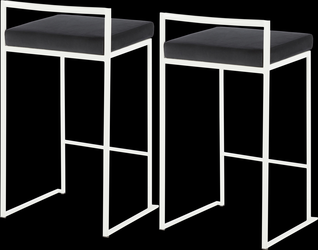 Sora Black Plush White Metal Counter Height Stool, Set of 2 - Thumbnail - Image 2