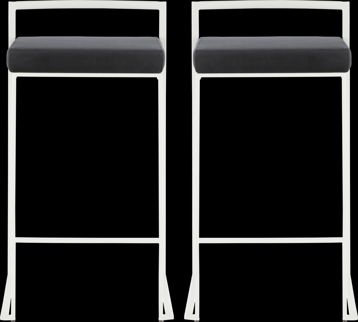 Sora Black Plush White Metal Counter Height Stool, Set of 2 - Thumbnail - Image 3