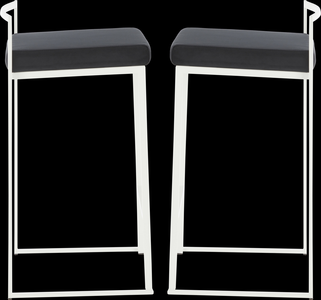 Sora Black Plush White Metal Counter Height Stool, Set of 2 - Thumbnail - Image 4