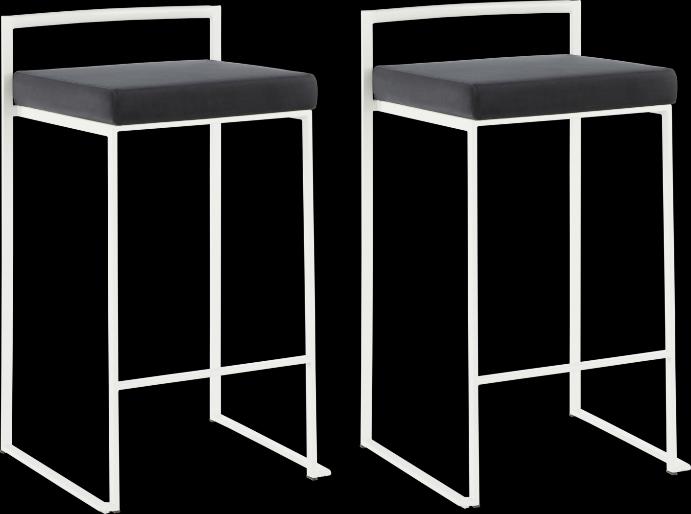 Sora Black Plush White Metal Counter Height Stool, Set of 2 - Thumbnail - Image 1