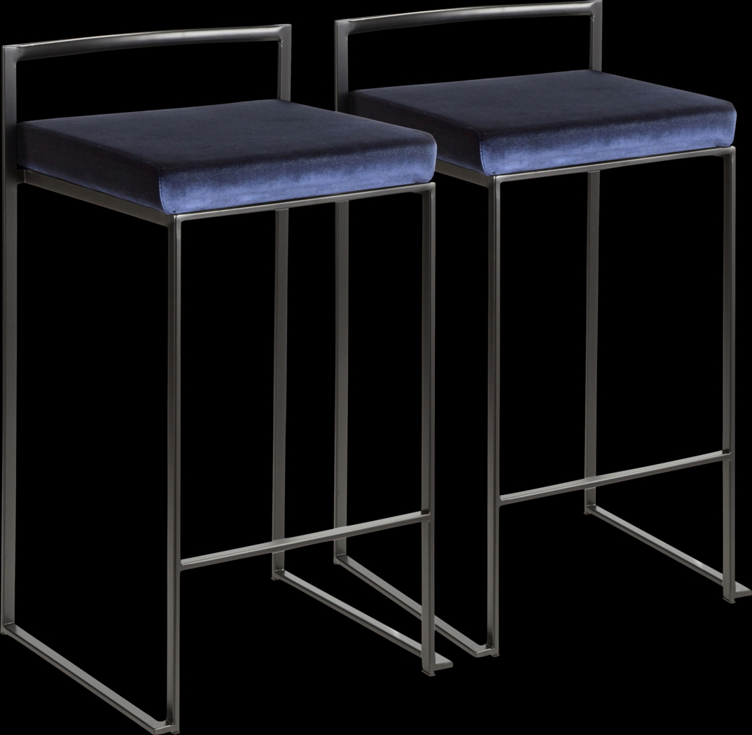 Sora Blue Chrome Counter Height Stool (Set of 2) - Thumbnail - Image 1