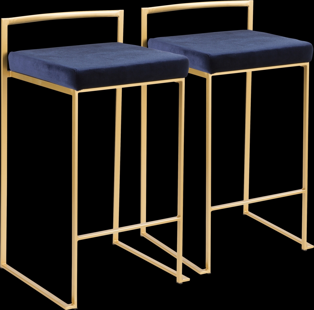 Sora Blue Gold Counter Height Stool (Set of 2) - Thumbnail - Image 1