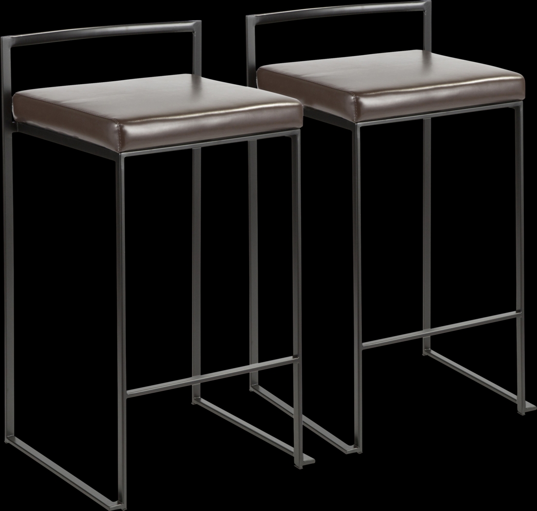 Sora Brown Chrome Counter Height Stool (Set of 2) - Thumbnail - Image 1