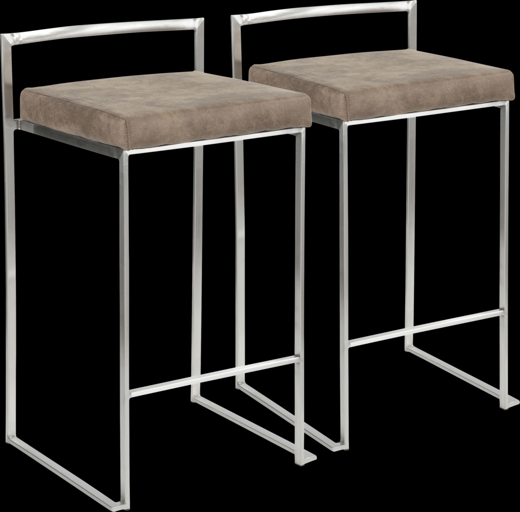Sora Brown Silver Counter Height Stool (Set of 2) - Thumbnail - Image 1