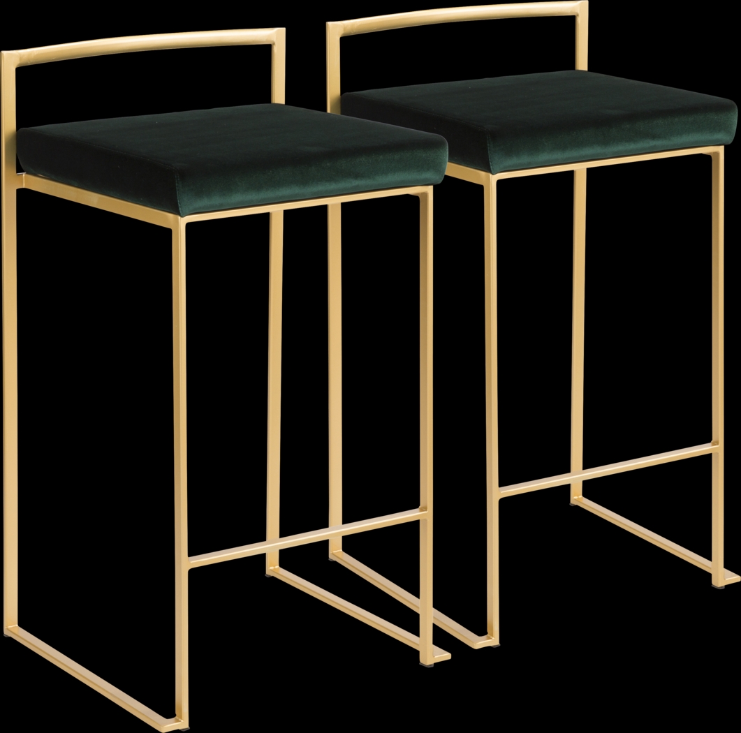 Sora Green Gold Counter Height Stool (Set of 2) - Thumbnail - Image 1