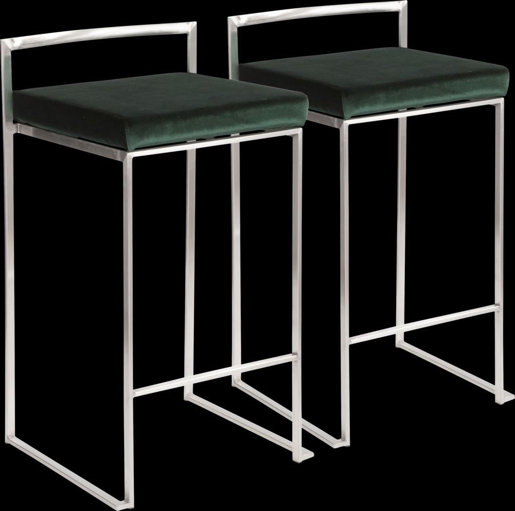 Sora Green Silver Counter Height Stool (Set of 2) - Thumbnail - Image 1