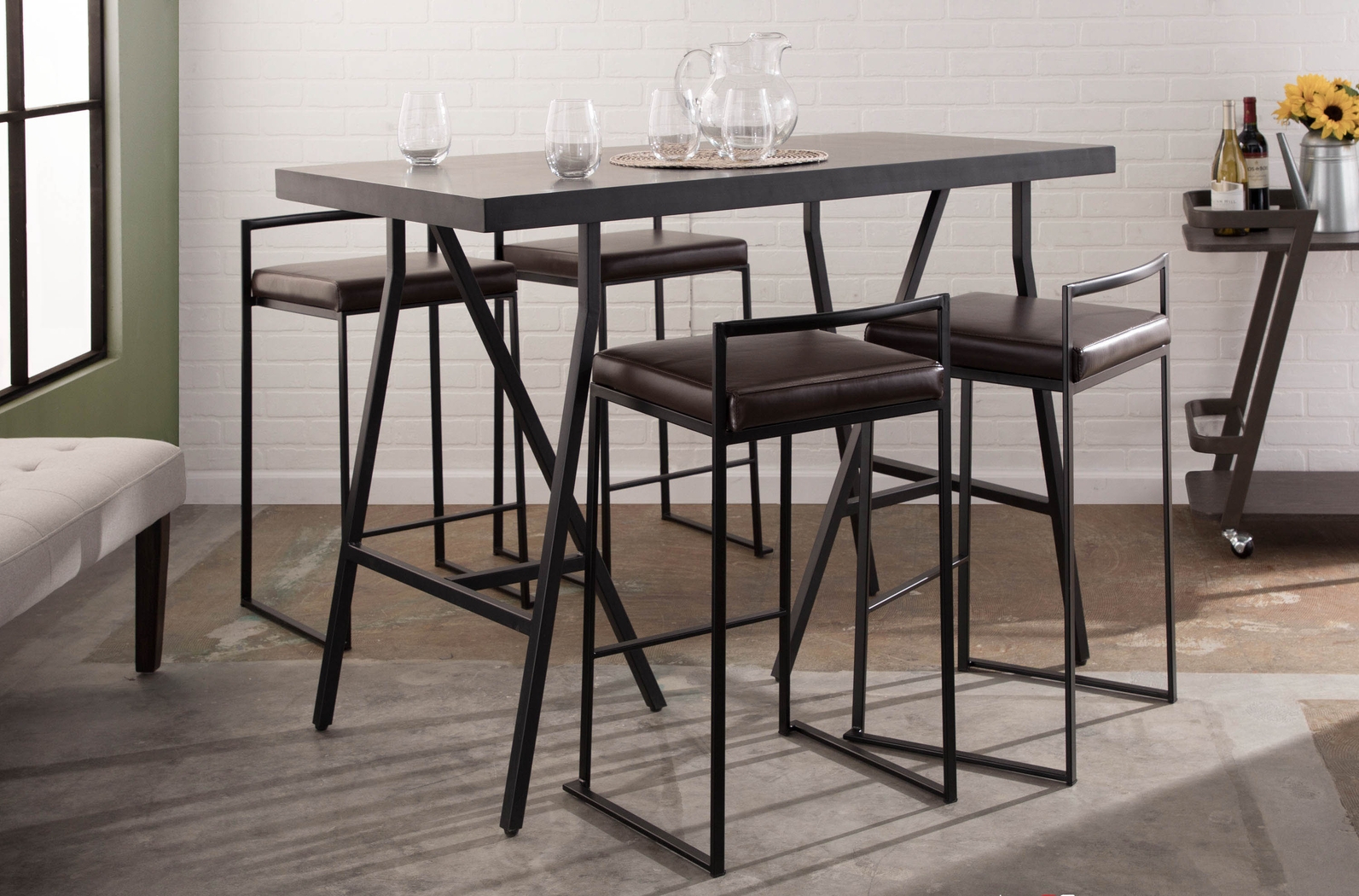 Sora II Brown Counter Height Stool, Set of 3 - Thumbnail - Image 2