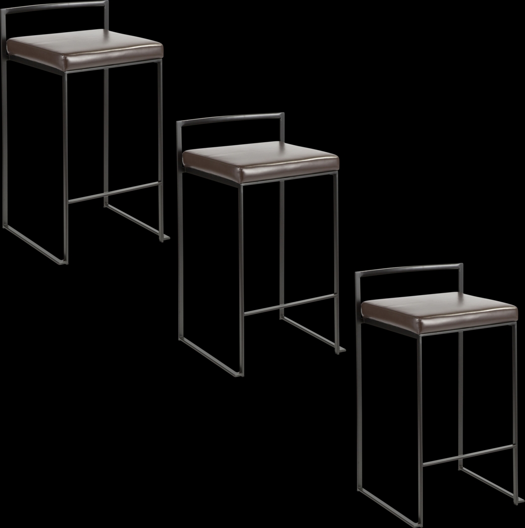 Sora II Brown Counter Height Stool, Set of 3 - Thumbnail - Image 1