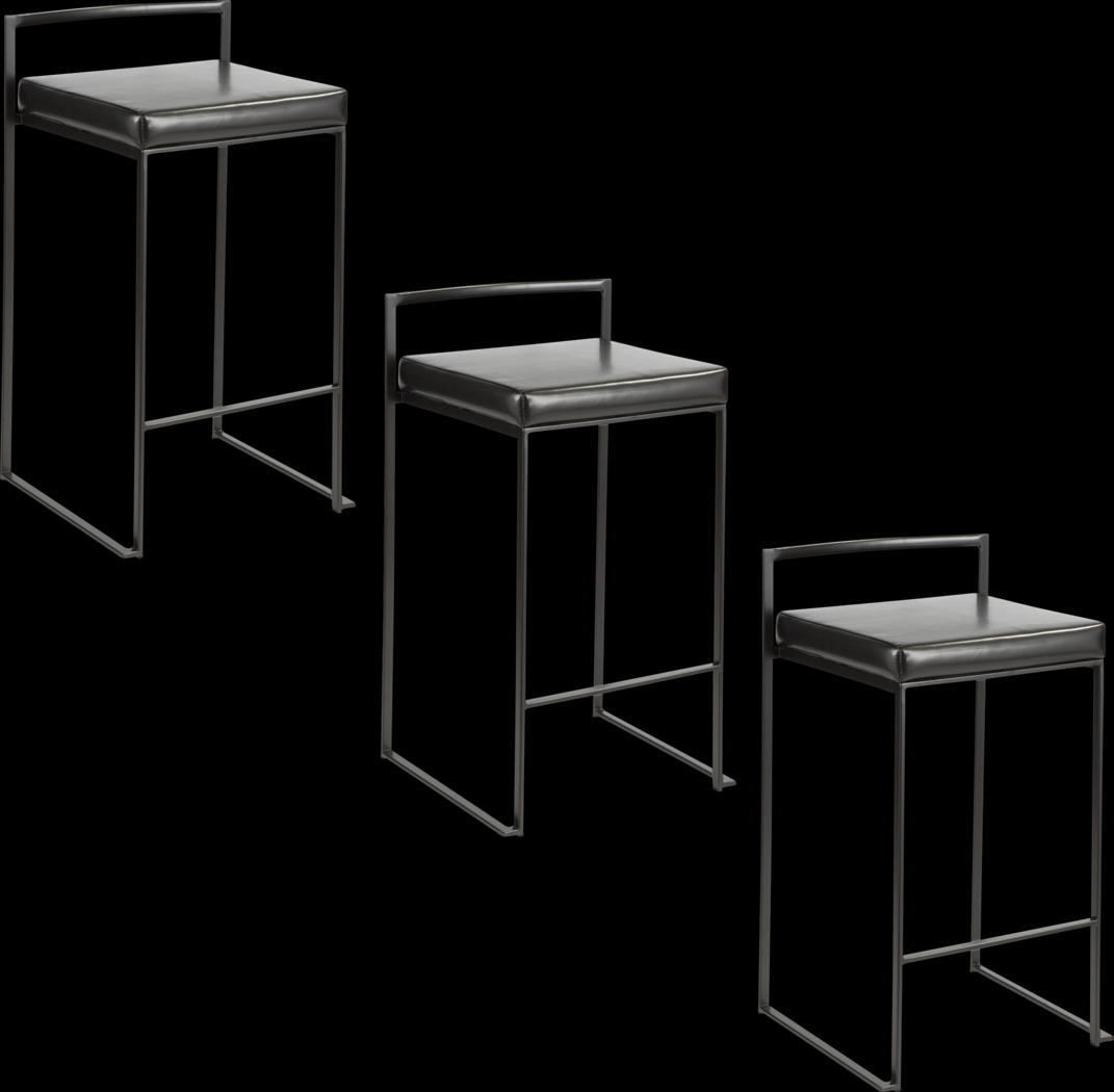 Sora III Black Chrome Counter Height Stool, Set of 3 - Thumbnail - Image 1
