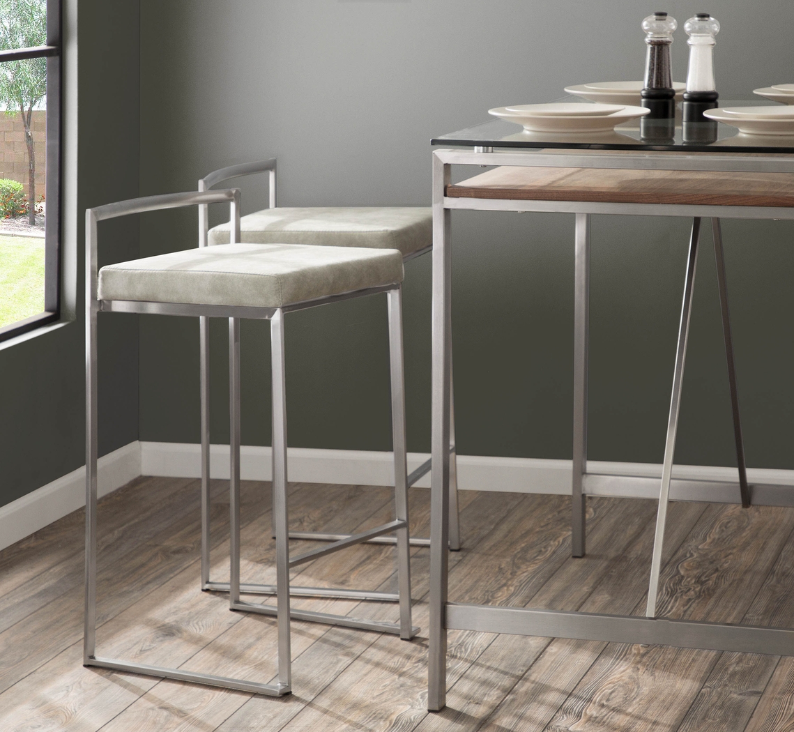 Sora III Gray Counter Height Stool, Set of 3 - Thumbnail - Image 2